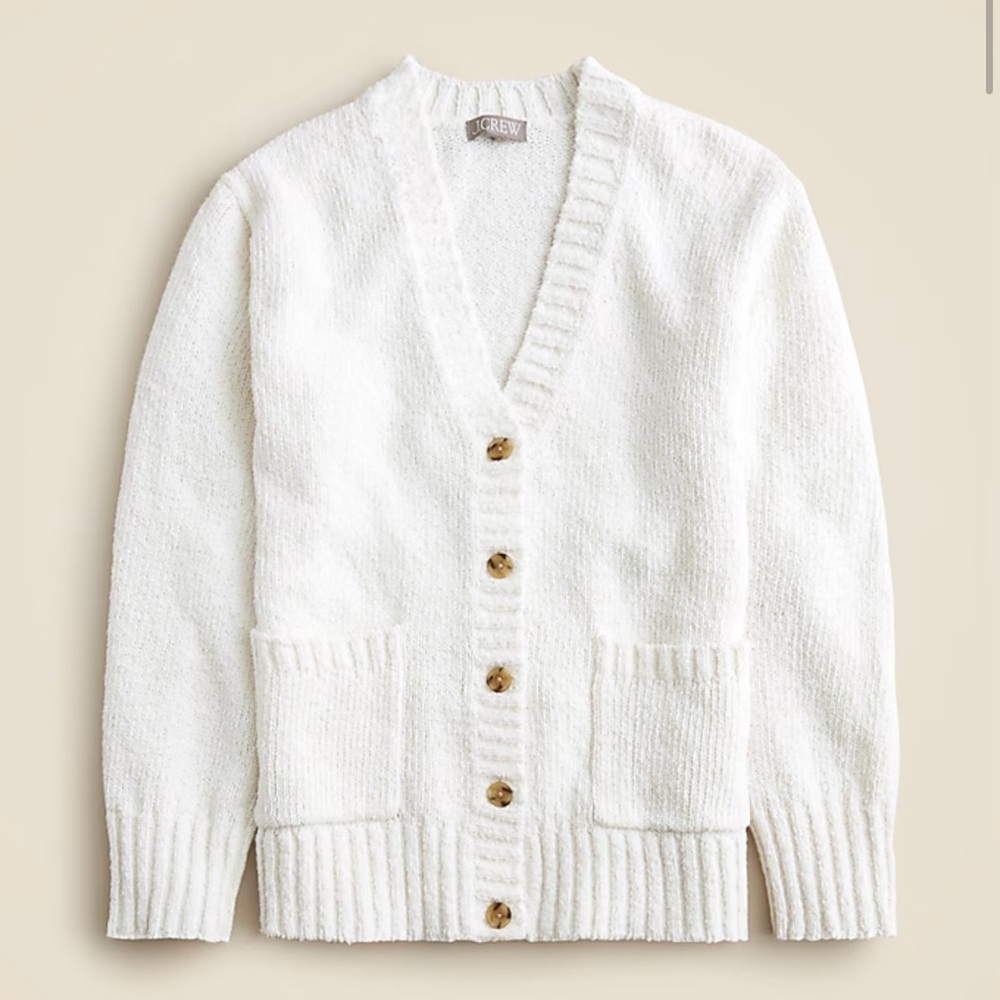J. Crew White Marina V-neck Cardigan